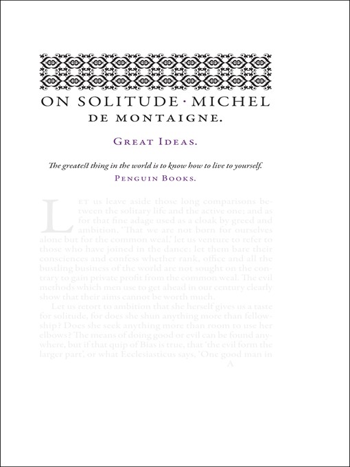Title details for On Solitude by Michel de Montaigne - Available